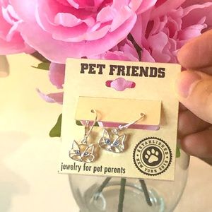 Beautiful silver cat drop earrings for cat lovers